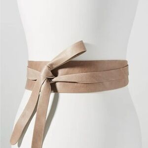 Anthropologie Taupe Leather Wrap Belt
